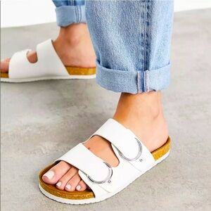 ASOS Leather Double Strap Slide Sandals